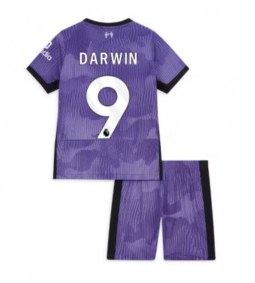 Lacne Dětský Futbalové dres Liverpool Darwin Nunez #9 2023-24 Krátky Rukáv - Tretina (+ trenírky)